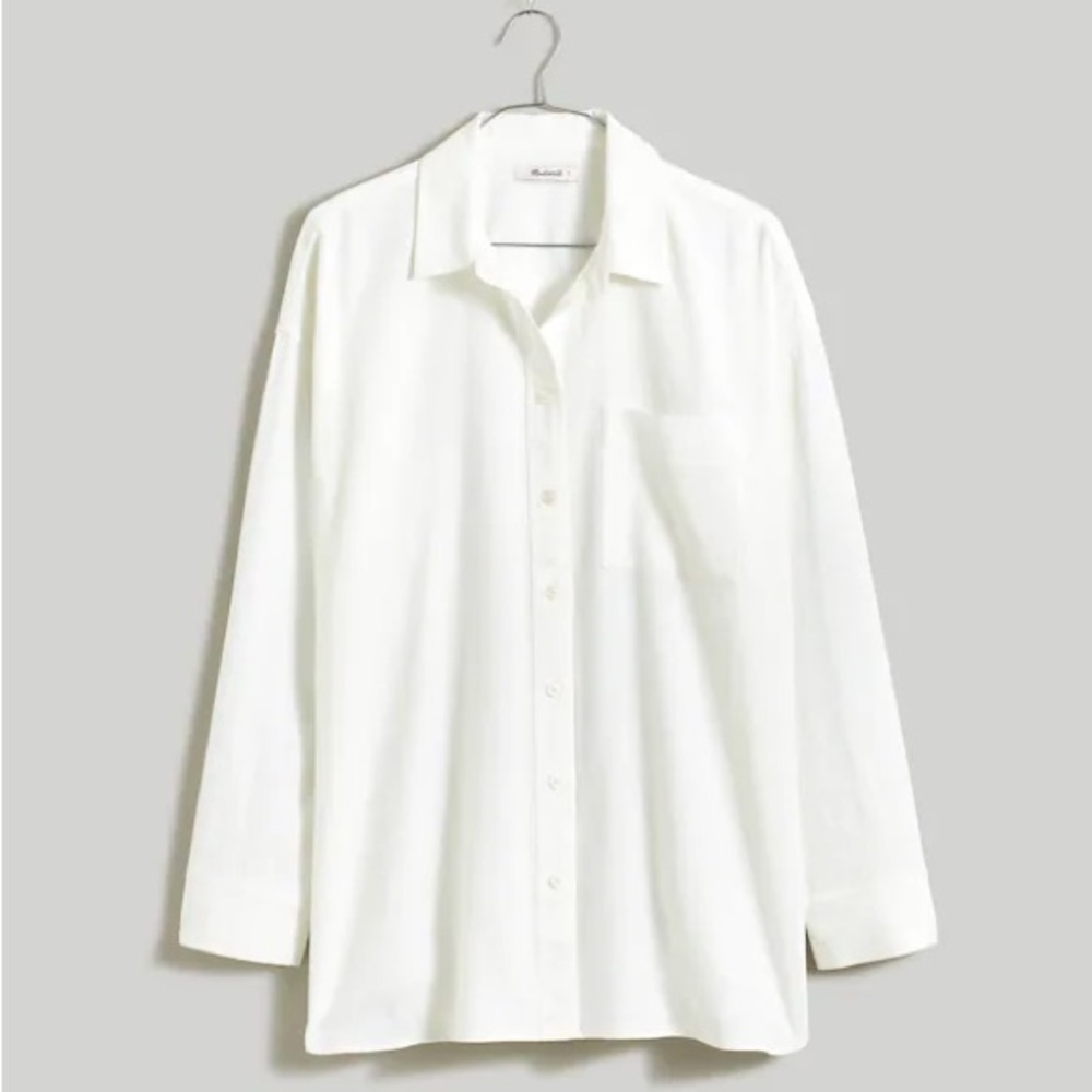 Madewell the linen blend oversized shirt in eyelet white